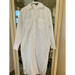 NWOT Maria McManus White Collared Midi Shirtdress M